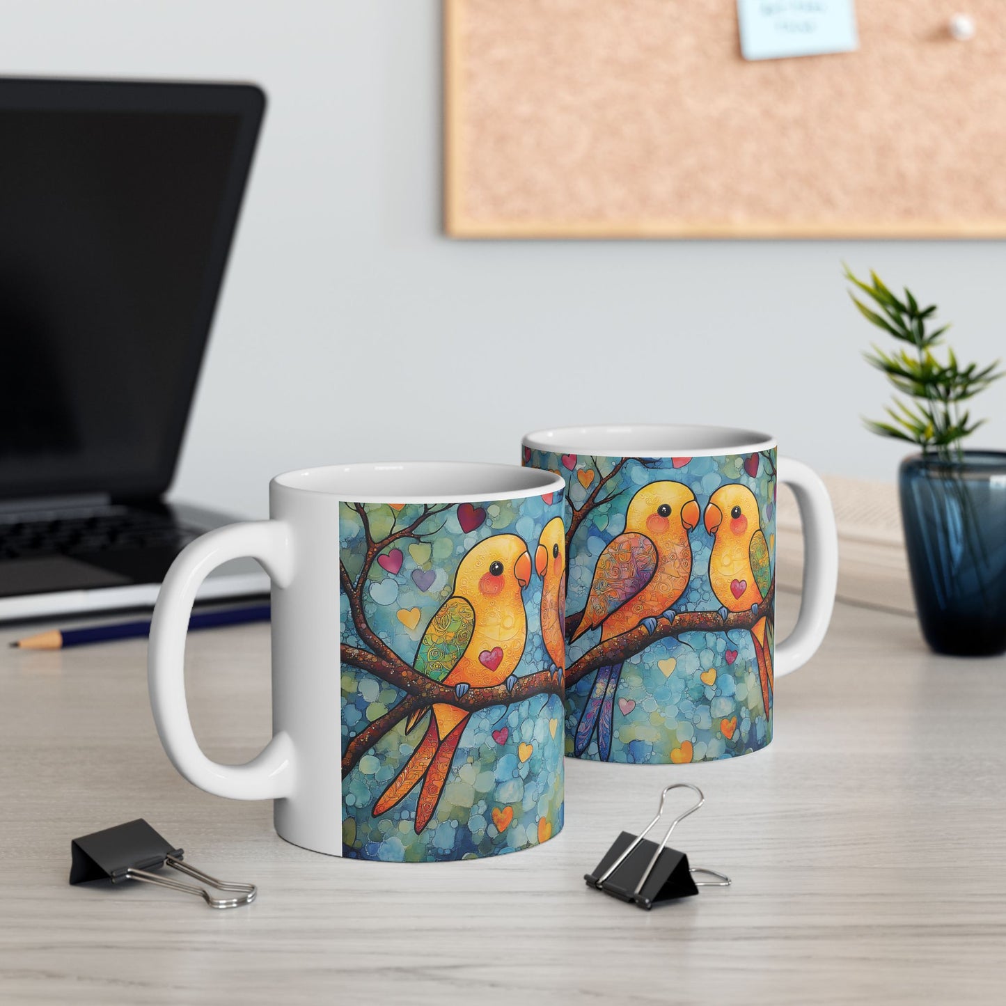 Parakeet Lovebirds Mug –  Ceramic Coffee Cup (11oz, 15oz) Bird Lover Gift