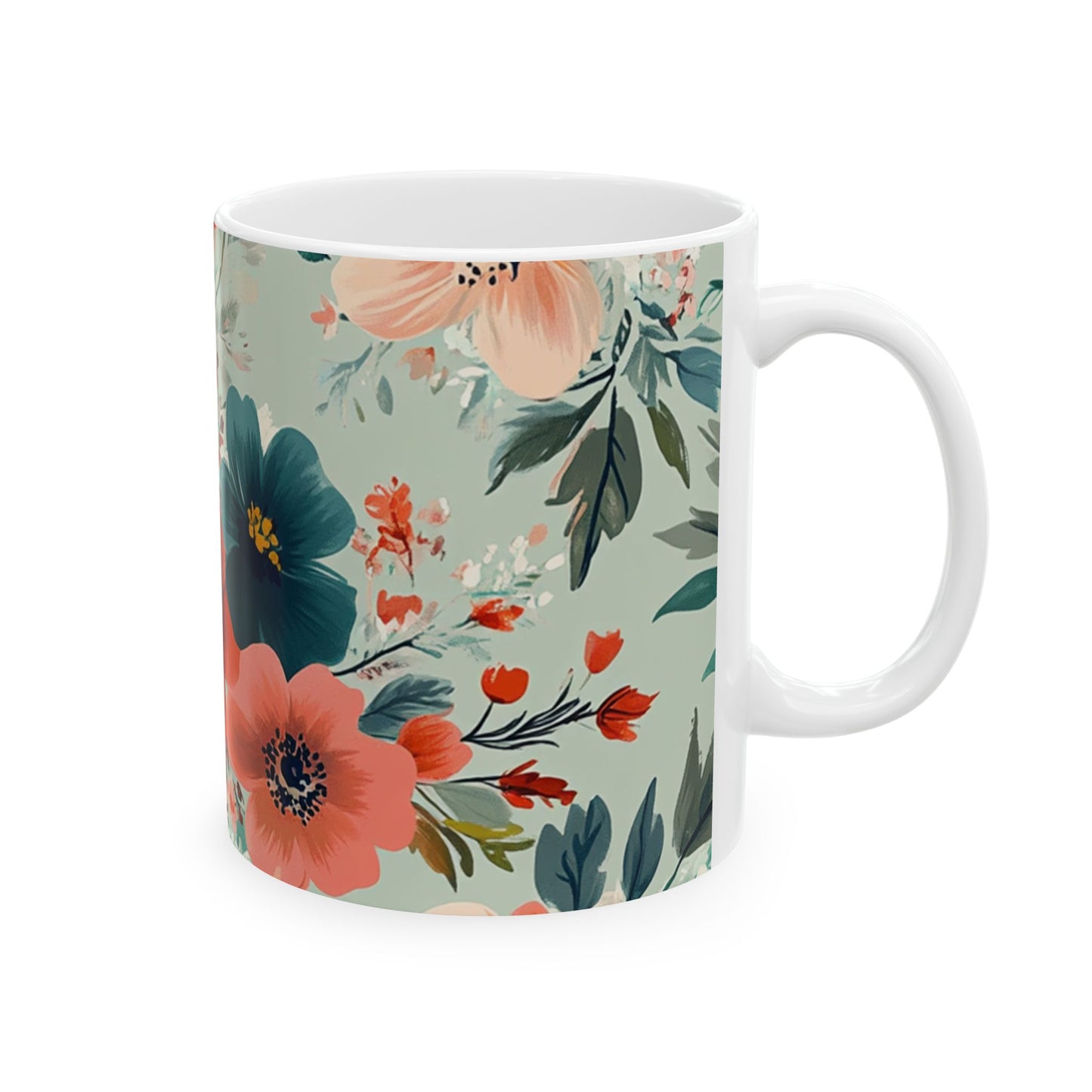 Floral Ceramic Mug - 11oz & 15oz Coffee Cup for Nature Lovers