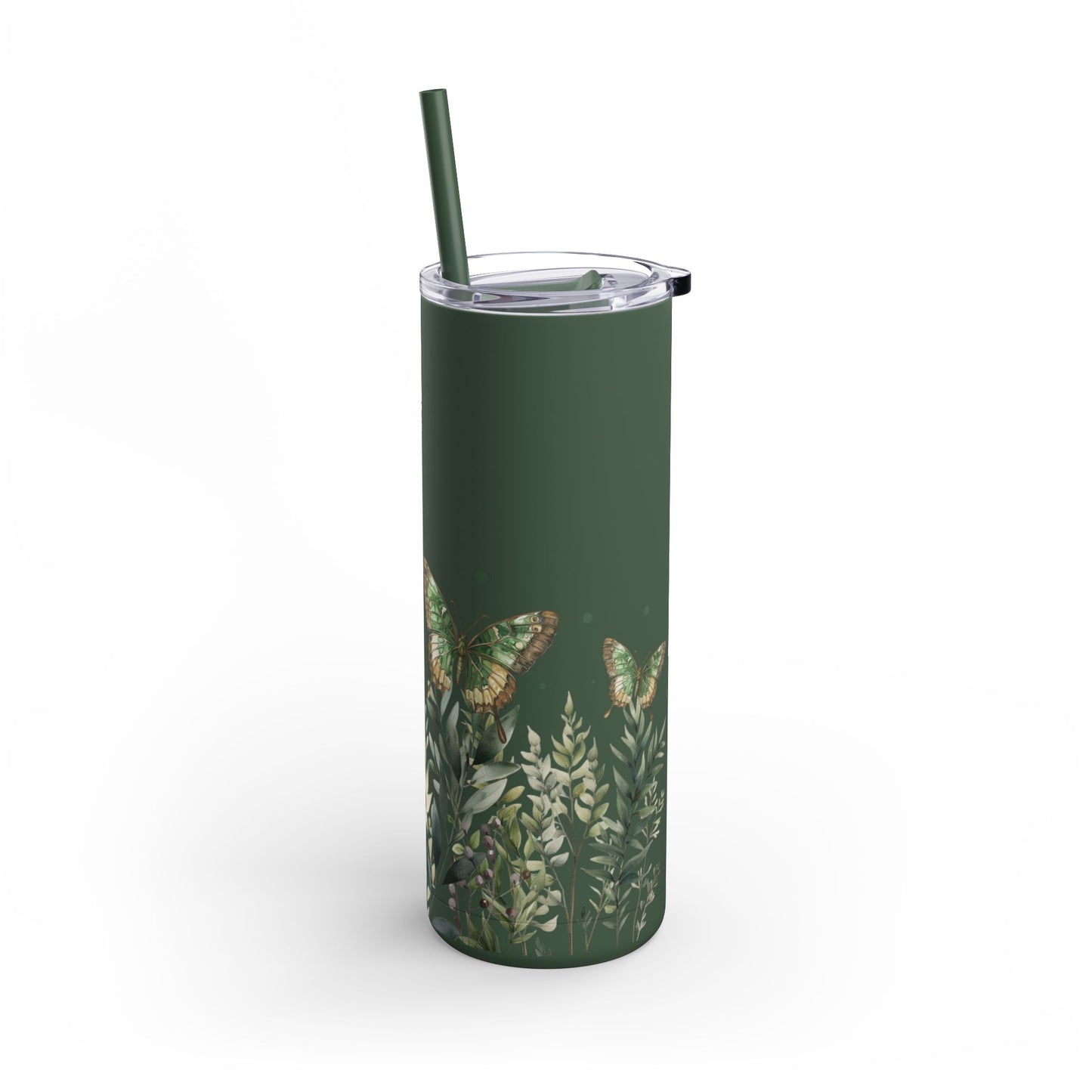 Butterfly Garden Skinny Matte Tumbler | 20oz Travel Mug for Nature Lovers