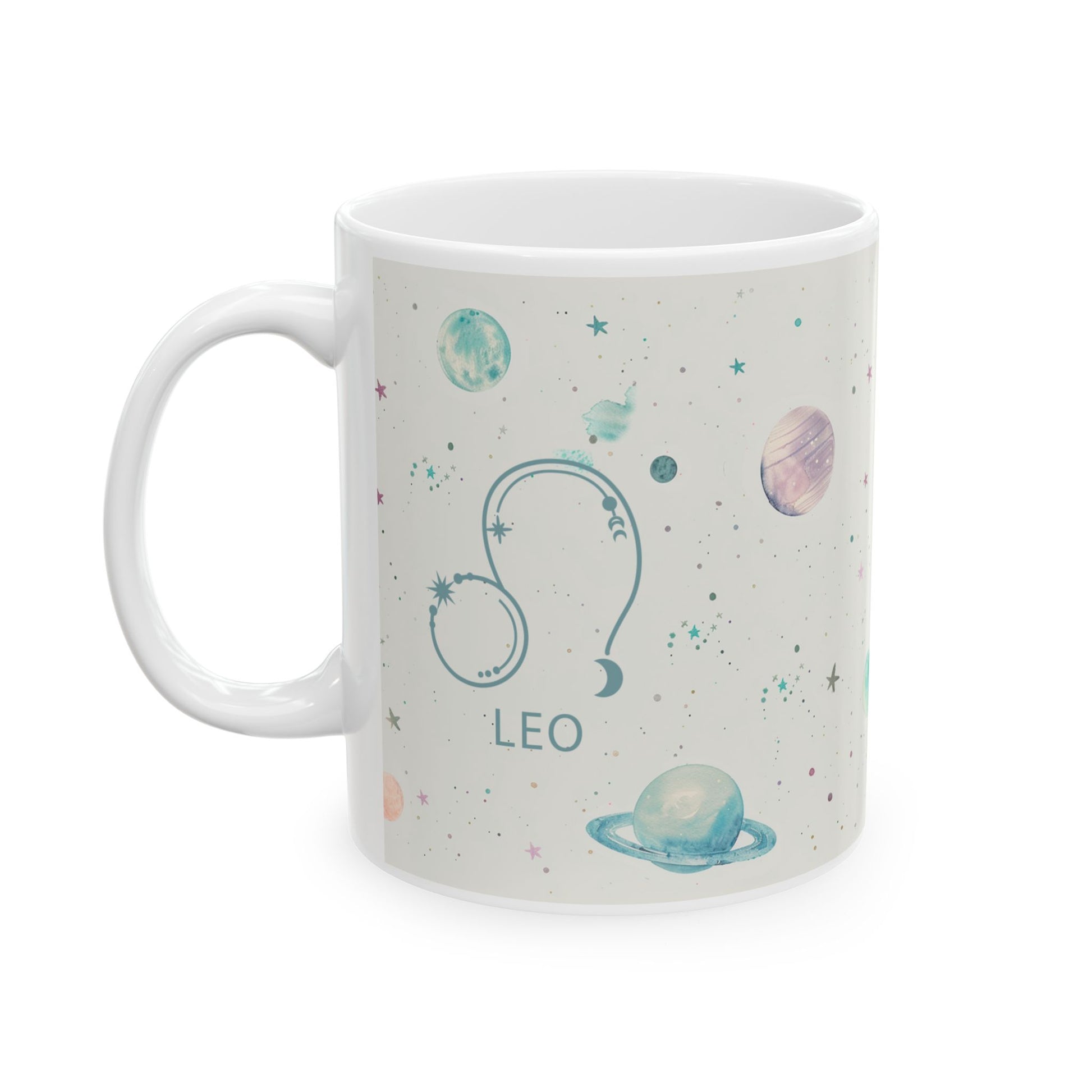 Ceramic Mug that brings the universe closer to you with its enchanting design. Each sip from this mug transports you to a cosmic wonderland, making it perfect for dreamers and stargazers alike. Just like Leo, this mug shines with confidence and charisma, capturing the radiant energy of this fire sign.